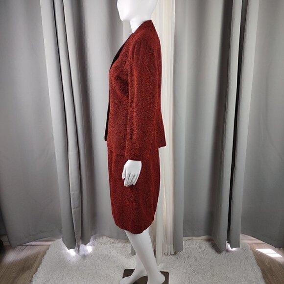 Kasper A.S.L. Red, Orange, Black, Petite Women's Skirt And Blazer Size 8P - Picture 4 of 16